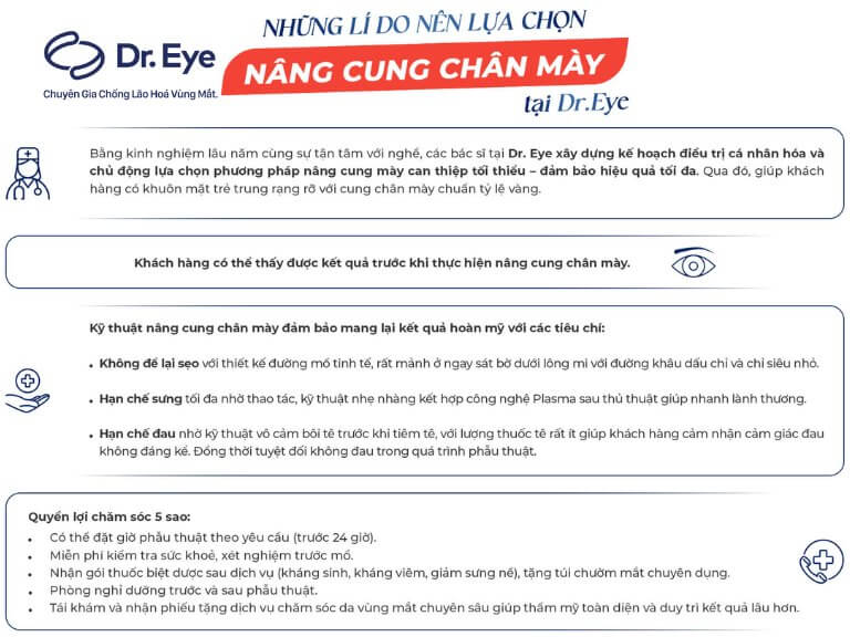 lợi ích khi nâng cung chân mày tại Dr Eye